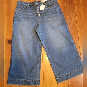 NWT ANA HIGH RISE WIDE LEG CROP JEANS SZ.18